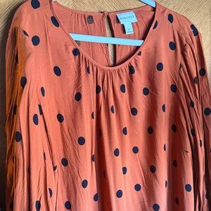 Ava & Viv Orange Polka Dot Midi Dress